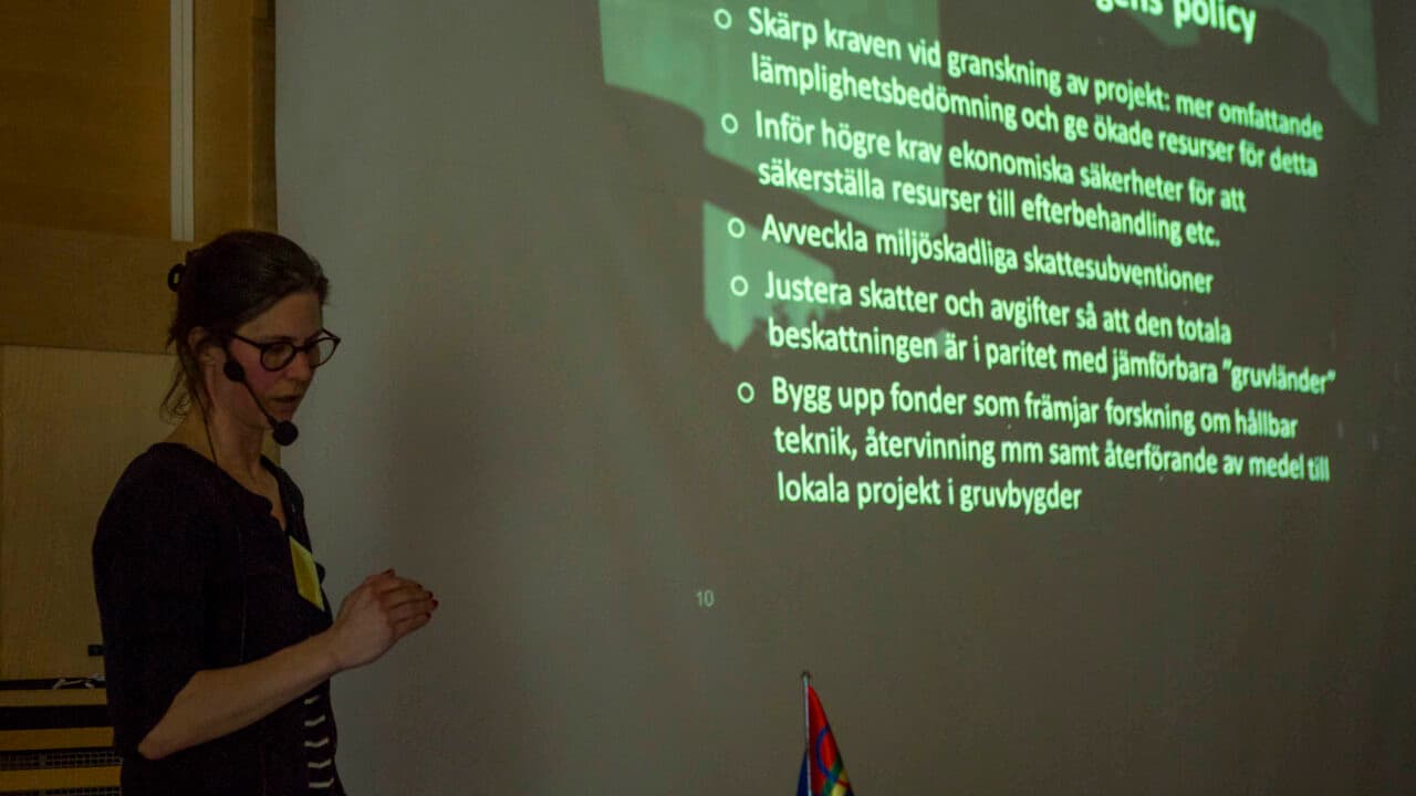 Johanna berättar om NSF:s gruvpolicy, bland annat att skärpa kraven på lämplighetsbedömning av ...